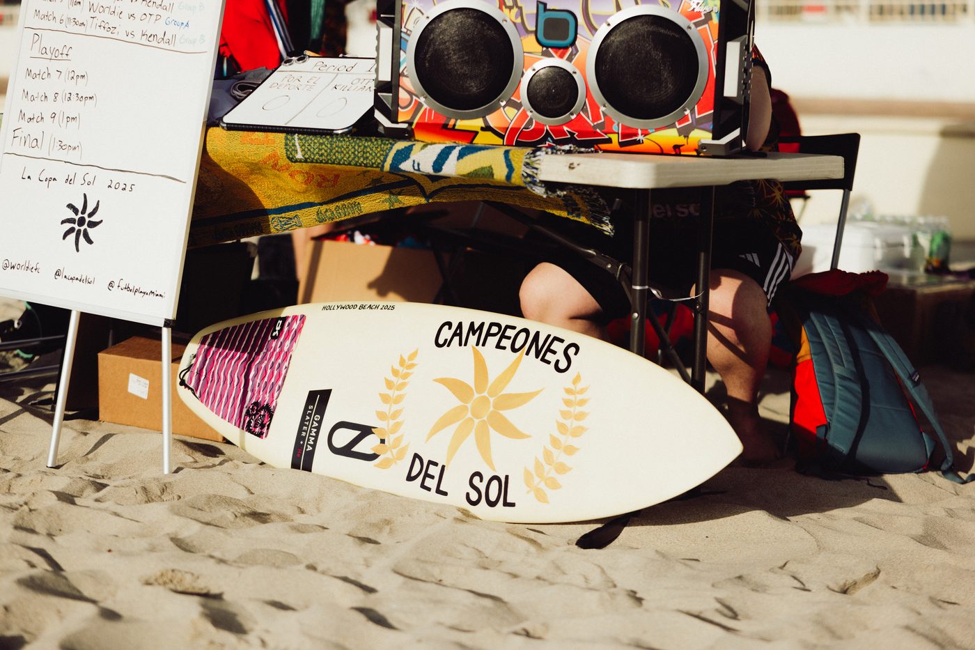 Detail shot of CFPM players in the sand