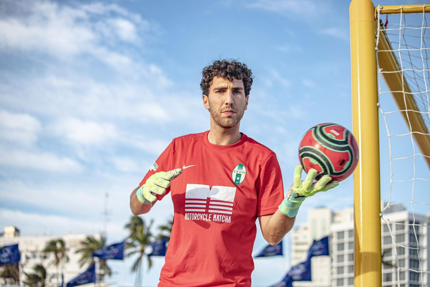 CFPM goalkeeper in the Motorcycle Matcha jersey