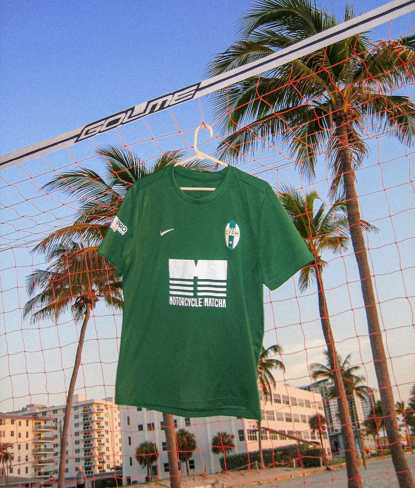 CFPM club jersey hanging on the goal net